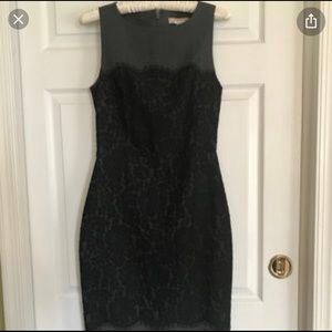 Gray Banana Republic sheath dress with black lace